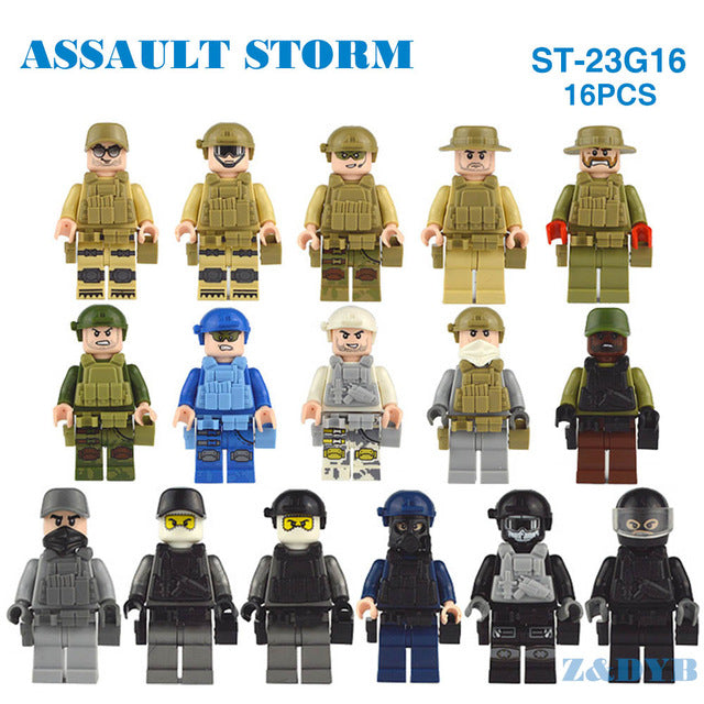 LEGO 215PCS/Lot SWAT Team City Police Military Figures Scene Series Soldier Army Gun Weapon