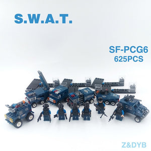 LEGO 215PCS/Lot SWAT Team City Police Military Figures Scene Series Soldier Army Gun Weapon