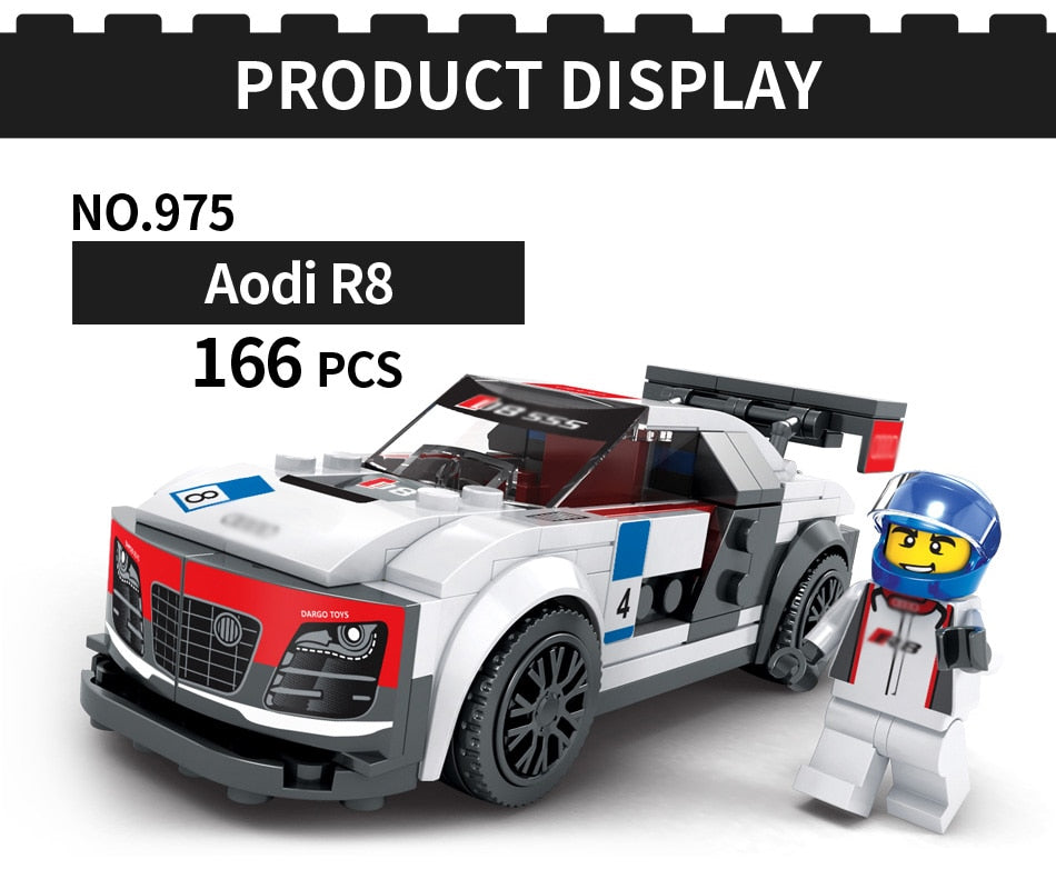 Roadster Racing Car Speed Champions Car Building Blocks Compatible Legos Technic City Figures Enlighten Bricks Toys For Children