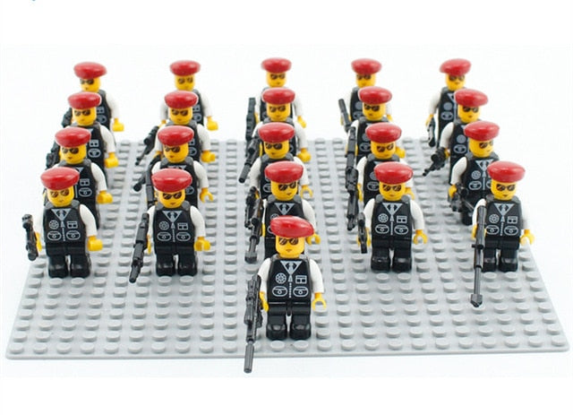 20PCS Military Team City Police Armed Assault Army soldiers legoingly Weapons Guns Figure WW2 World War Blocks Gift Baby Toys