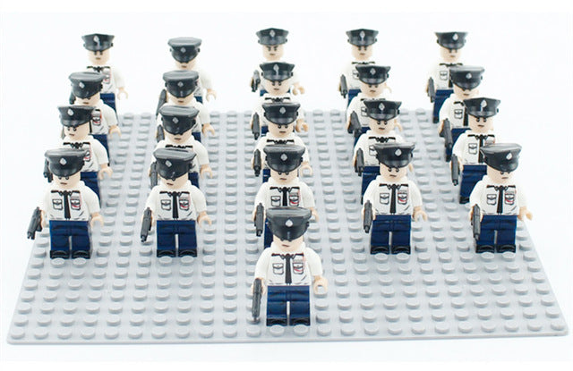 20PCS Military Team City Police Armed Assault Army soldiers legoingly Weapons Guns Figure WW2 World War Blocks Gift Baby Toys