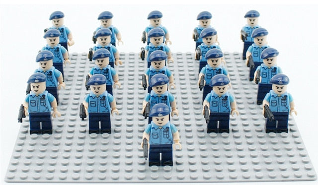 20PCS Military Team City Police Armed Assault Army soldiers legoingly Weapons Guns Figure WW2 World War Blocks Gift Baby Toys