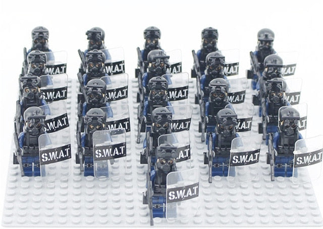 20PCS Military Team City Police Armed Assault Army soldiers legoingly Weapons Guns Figure WW2 World War Blocks Gift Baby Toys