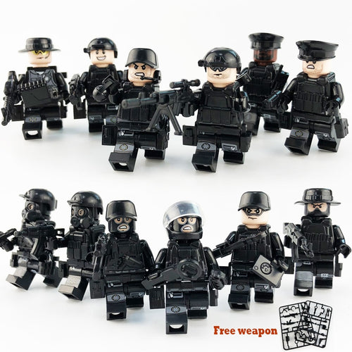 LEGO 12Pcs/set Military Special Forces Soldiers Bricks Figures Guns Weapons Armed SWAT Building Blocks Ww2 Toys