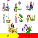 8pcs Princess Girl My Little Horse Legoings Model Building Kits Doll Figures Bricks Blocks