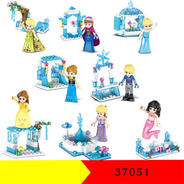 8pcs Princess Girl My Little Horse Legoings Model Building Kits Doll Figures Bricks Blocks