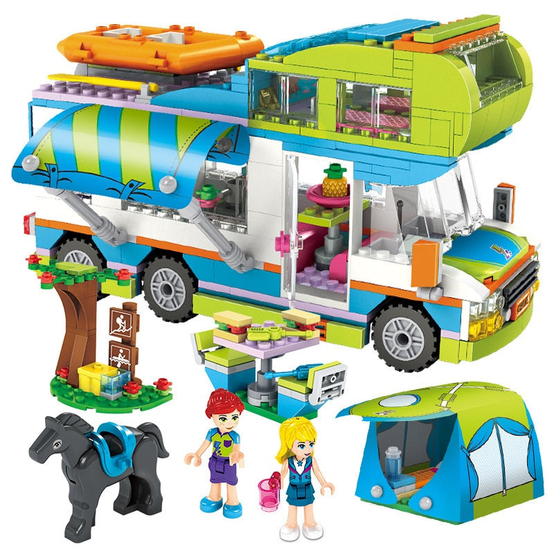 LEGO Friends Series Heart Lake City Girls Club Street Building Blocks Pink Cake Cafe Blue Camper