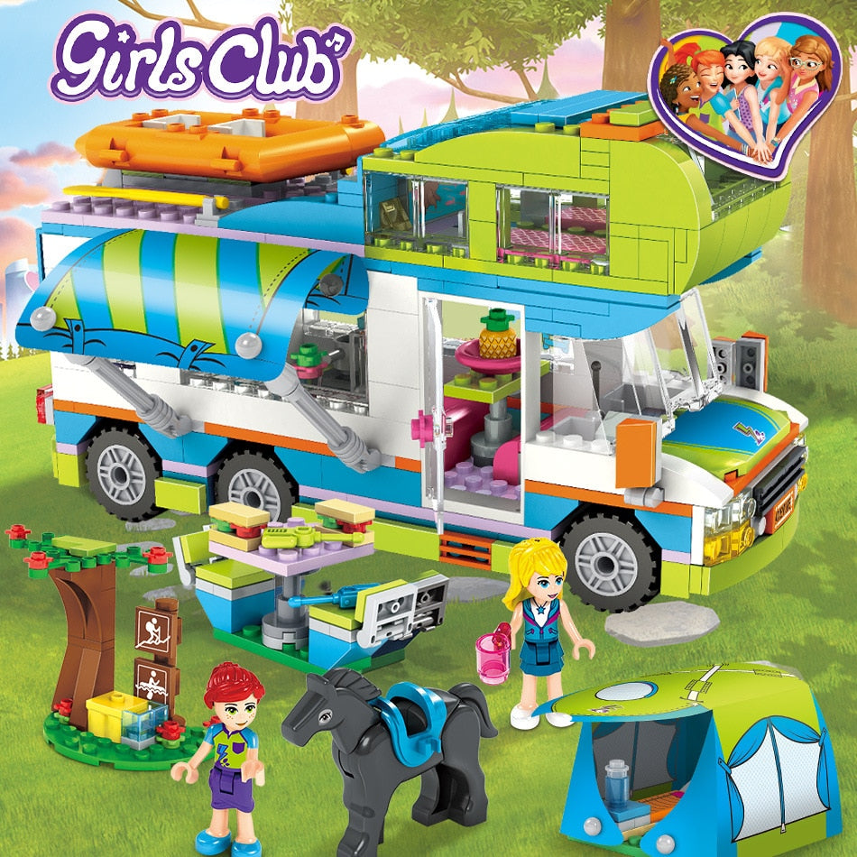 LEGO Friends Series Heart Lake City Girls Club Street Building Blocks Pink Cake Cafe Blue Camper