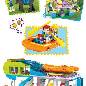 LEGO Friends Series Heart Lake City Girls Club Street Building Blocks Pink Cake Cafe Blue Camper