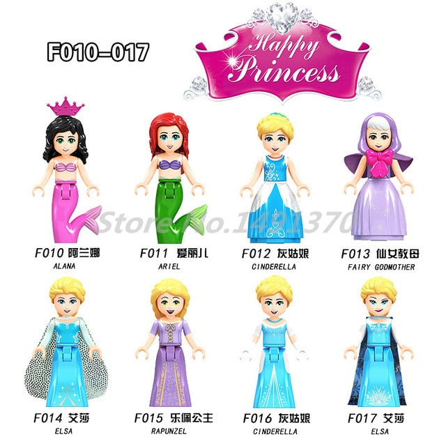 LEGO 8pcs/lot Princess My Little Horse Elsa Girl Unicorn Figure