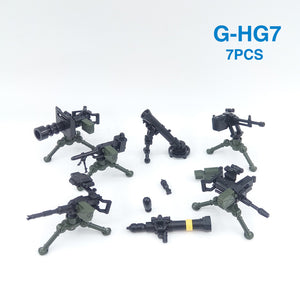 Heavy Machine Guns DIY Military Weapons Bazooka Soldiers Army Model Building Block Brick Arms WW2 Police