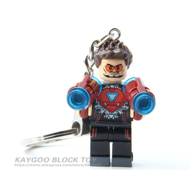 LEGO Super Hero Iron Man Figure Keychain Batman Deadpool Thor Captain America Black Panther