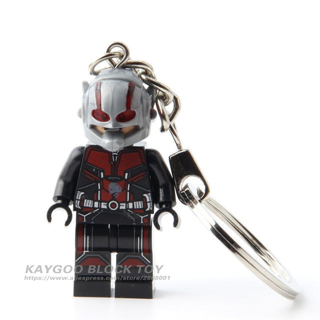 LEGO Super Hero Iron Man Figure Keychain Batman Deadpool Thor Captain America Black Panther