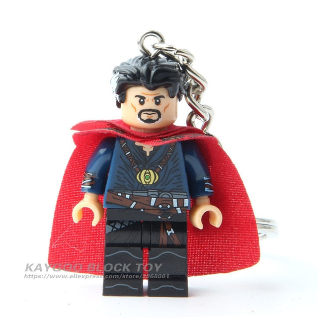 LEGO Super Hero Iron Man Figure Keychain Batman Deadpool Thor Captain America Black Panther