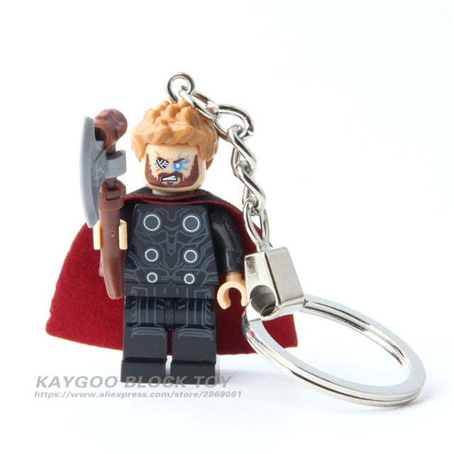 LEGO Super Hero Iron Man Figure Keychain Batman Deadpool Thor Captain America Black Panther