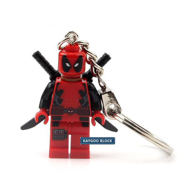 LEGO Super Hero Iron Man Figure Keychain Batman Deadpool Thor Captain America Black Panther