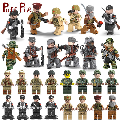 LEGO Military Swat Team City Police Armed Assault Army soldiers With Weapons Guns Figures WW2 Building Blocks Toys