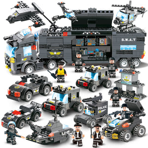 LEGO 647PCS 762PCS City Police Series SWAT 8 IN 1 City Police Truck Station