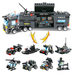 LEGO 647PCS 762PCS City Police Series SWAT 8 IN 1 City Police Truck Station