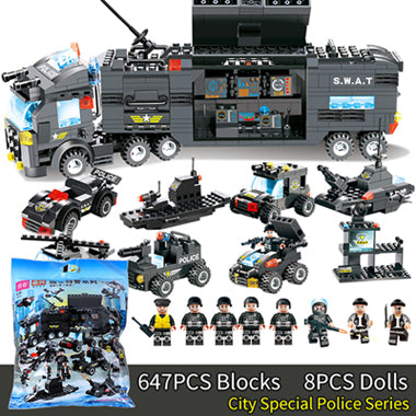 LEGO 647PCS 762PCS City Police Series SWAT 8 IN 1 City Police Truck Station