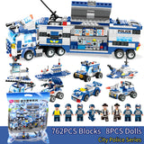 LEGO 647PCS 762PCS City Police Series SWAT 8 IN 1 City Police Truck Station