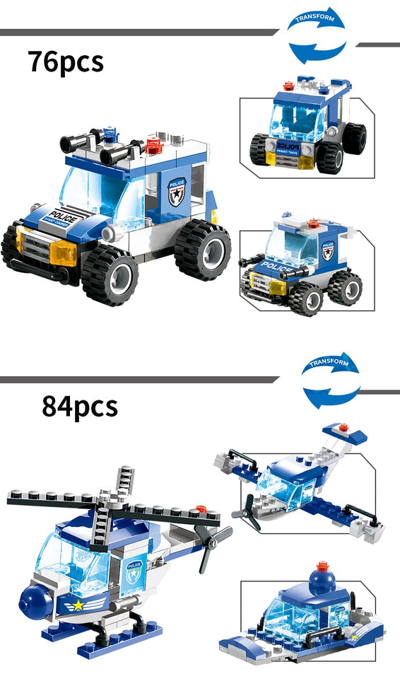 LEGO 647PCS 762PCS City Police Series SWAT 8 IN 1 City Police Truck Station