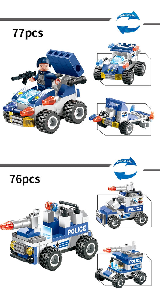 LEGO 647PCS 762PCS City Police Series SWAT 8 IN 1 City Police Truck Station