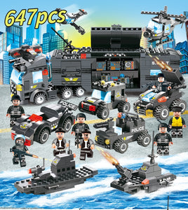 LEGO 647PCS 762PCS City Police Series SWAT 8 IN 1 City Police Truck Station