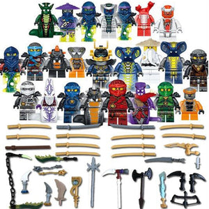 24pcs/lot Compatible Legoed NinjagoINGlys NINJA Heroes Kai Jay Cole Zane Nya Lloyd With Weapons Action Toy ninjago Figure Blocks