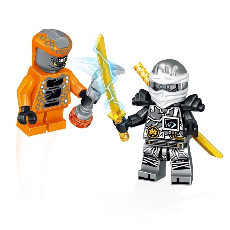 24pcs/lot Compatible Legoed NinjagoINGlys NINJA Heroes Kai Jay Cole Zane Nya Lloyd With Weapons Action Toy ninjago Figure Blocks