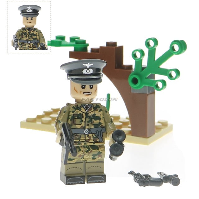 LEGO WW2 Russian Italy US germans British military army soldiers building blocks diy mini brick figures