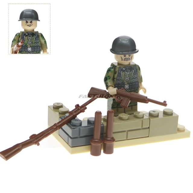 LEGO WW2 Russian Italy US germans British military army soldiers building blocks diy mini brick figures