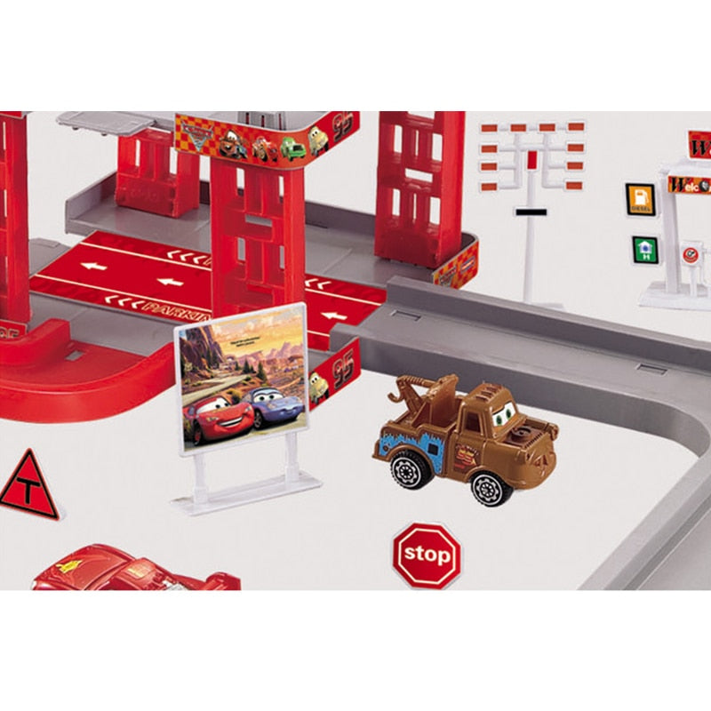 Cars Disney Pixar Cars 3 Track Parking Lot Lightning McQueen Mater Plastic Diecasts Toy Vehicles Model Car