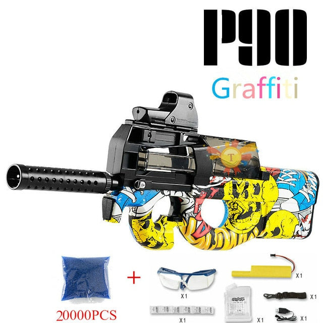 P90 Graffiti Edition Electric Toy GUN Water Bullet Bursts Gun Live CS Assault Snipe Weapon Outdoor Pistol Toys