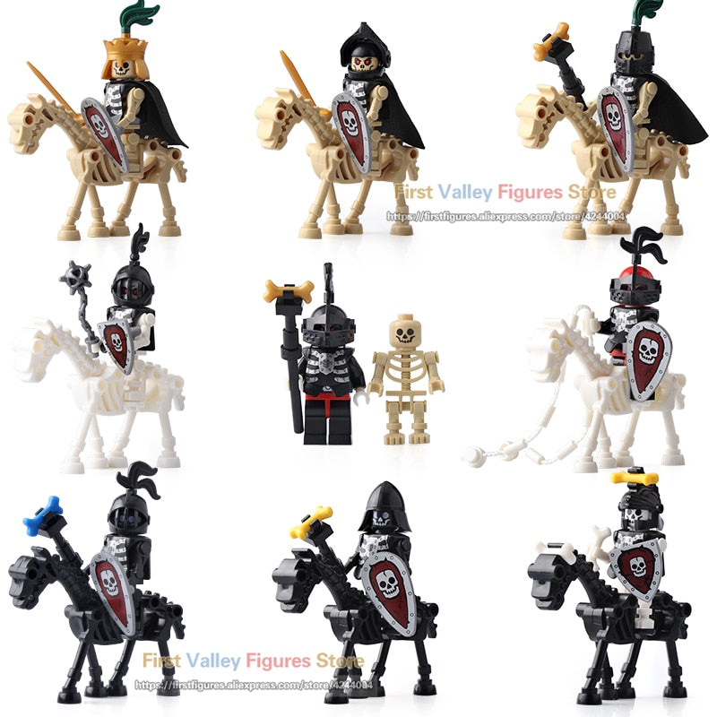 LEGO Medieval Castle Skeleton Knights Gladiatus Skeleton Horses Building Blocks Bricks Kids Toys