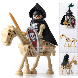 LEGO Medieval Castle Skeleton Knights Gladiatus Skeleton Horses Building Blocks Bricks Kids Toys