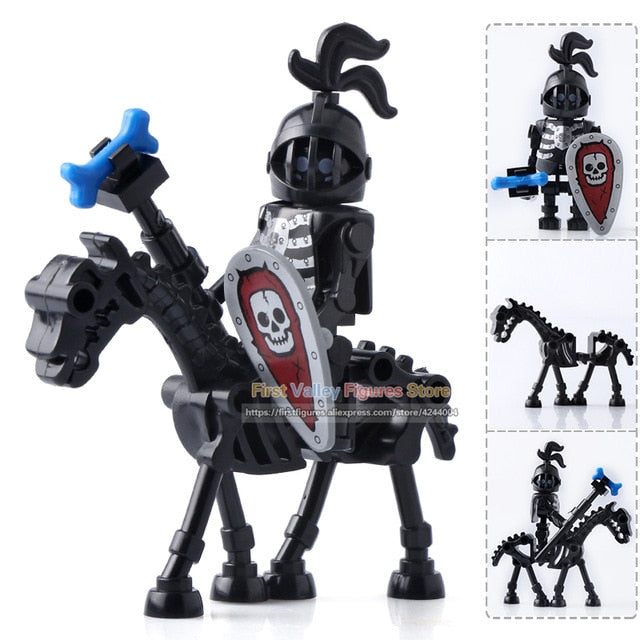 LEGO Medieval Castle Skeleton Knights Gladiatus Skeleton Horses Building Blocks Bricks Kids Toys