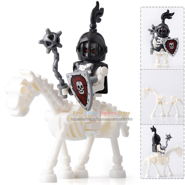 LEGO Medieval Castle Skeleton Knights Gladiatus Skeleton Horses Building Blocks Bricks Kids Toys