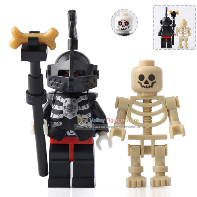 LEGO Medieval Castle Skeleton Knights Gladiatus Skeleton Horses Building Blocks Bricks Kids Toys