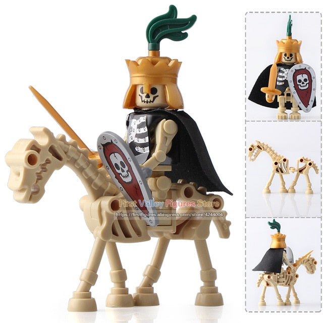 LEGO Medieval Castle Skeleton Knights Gladiatus Skeleton Horses Building Blocks Bricks Kids Toys