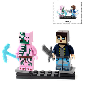 Minecrafted Style Zombie Steve figure DIY Building Blocks Toys Compatible Legoings Model