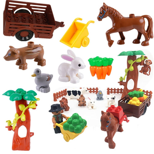 LEGO Diy Big Size Bricks Accessories Happy farm Animals Food Blocks Bricks Toys Duploed Parts