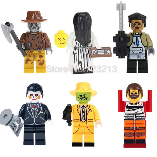 LEGO Horror Movie The Ring Figure Set Billy Freedy Jeepers Creepers Leatherface Comedy Building Blocks kits bricks Toys