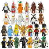 Graduate Unicorn Hot Dog Man Figure Keychain Statue Of Liberty Buzz Lightyear Medusa Rocket Boy key Building Blocks Toys