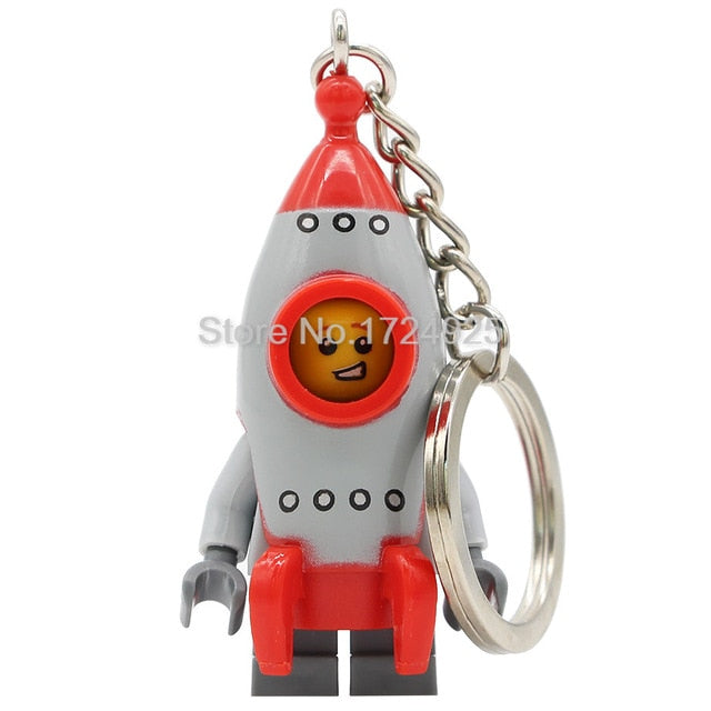 Graduate Unicorn Hot Dog Man Figure Keychain Statue Of Liberty Buzz Lightyear Medusa Rocket Boy key Building Blocks Toys