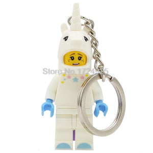 Graduate Unicorn Hot Dog Man Figure Keychain Statue Of Liberty Buzz Lightyear Medusa Rocket Boy key Building Blocks Toys