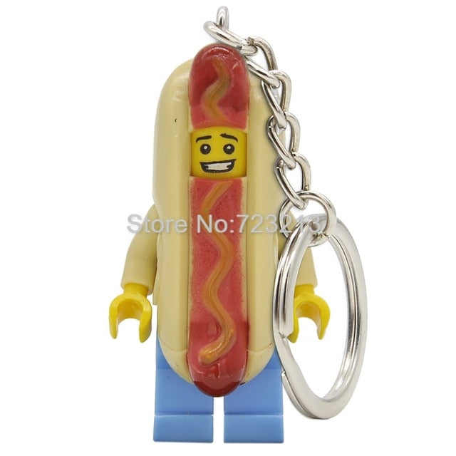 Graduate Unicorn Hot Dog Man Figure Keychain Statue Of Liberty Buzz Lightyear Medusa Rocket Boy key Building Blocks Toys