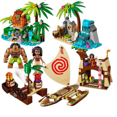 LEGO 515Pcs Vaiana Moanas Ocean Voyage Restore The Heart Of Te Fiti Set Building Blocks Maui Toys