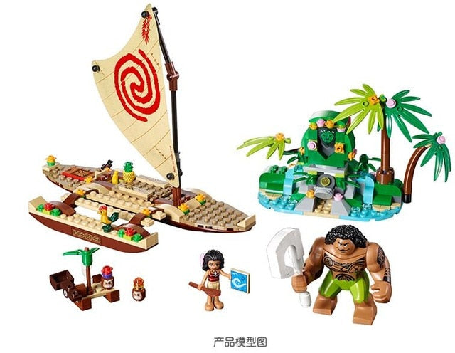 LEGO 515Pcs Vaiana Moanas Ocean Voyage Restore The Heart Of Te Fiti Set Building Blocks Maui Toys