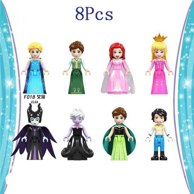 LEGO 8Pcs Fairy Tale Princess Girl Model Building Doll Figures Bricks Blocks Kid Friends Children Toys